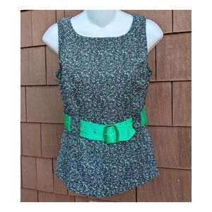 Ann Taylor petite black green sleeveles top 00p petite